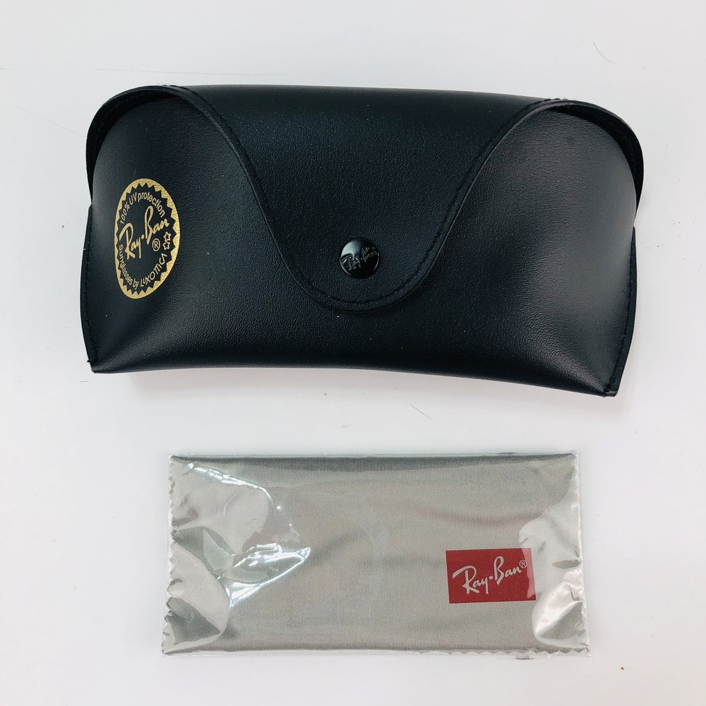 Ray Ban Black Leather Gold Logo Glasses Sunglasses Case Only NEW Cleaning Cloth